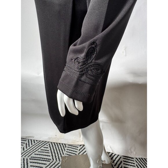 Josephine Chaus Black Embroidered Cardigan & Tank Set Rayon/Polyester S Made In - Picture 8 of 16